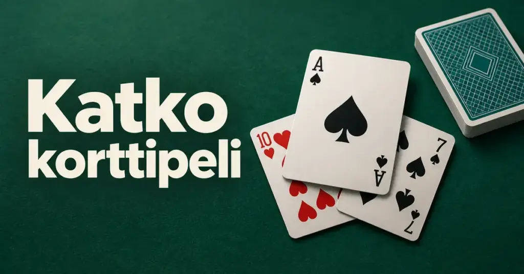 Katko-korttipelin kuvituksessa pataässä on muiden pelikorttien päällä vihreällä pelipöydällä, ja vieressä lukee Katko korttipeli.